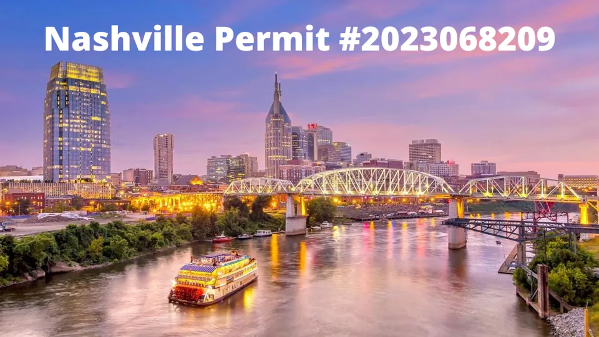 A scenic view of the Nashville skyline with a riverboat gliding across the water, bridges in the background, and shimmering reflections on the river. The cityscape is lively and inviting, suggesting the allure and vibrancy of Nashville's urban core.